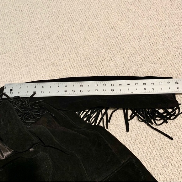 [🌟 PRICE FIRM] Free People Black Marlboro Fringe Genuine Leather Blazer Jacket - Picture 13 of 16